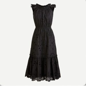 J crew black sleeveless eyelet midi dress
